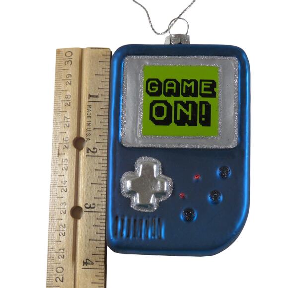 Video Game Controller Christmas Ornament Blue Glass for Gamer "Game ON" - Picture 2 of 15